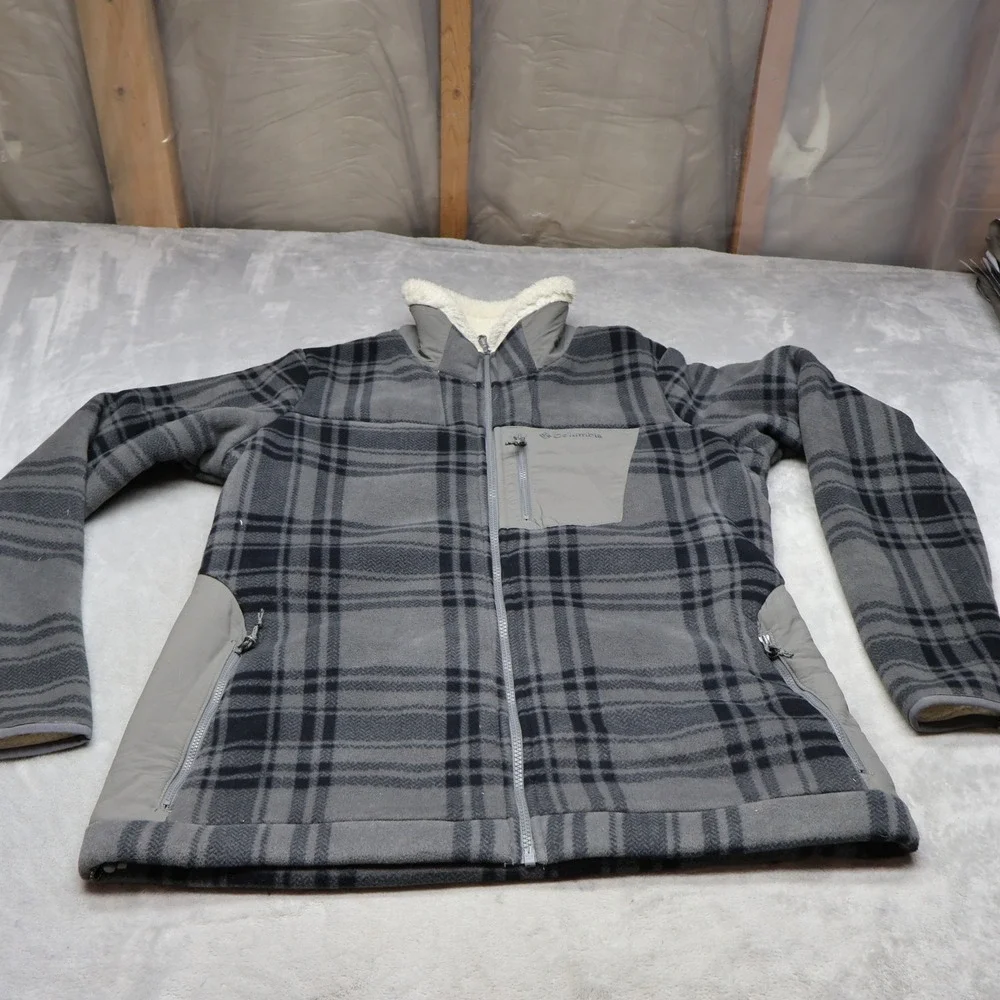 Columbia Jacket Womens XL Blue Plaid Panorama Ridge Fleece‎ Sherpa Lined Outddor